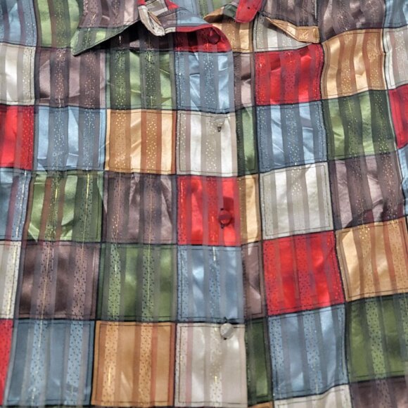 Yves St. Clair 2 Women's Button up Blouse Shirt Size 20W 20 Sheer Vintage Shiny - Picture 3 of 8